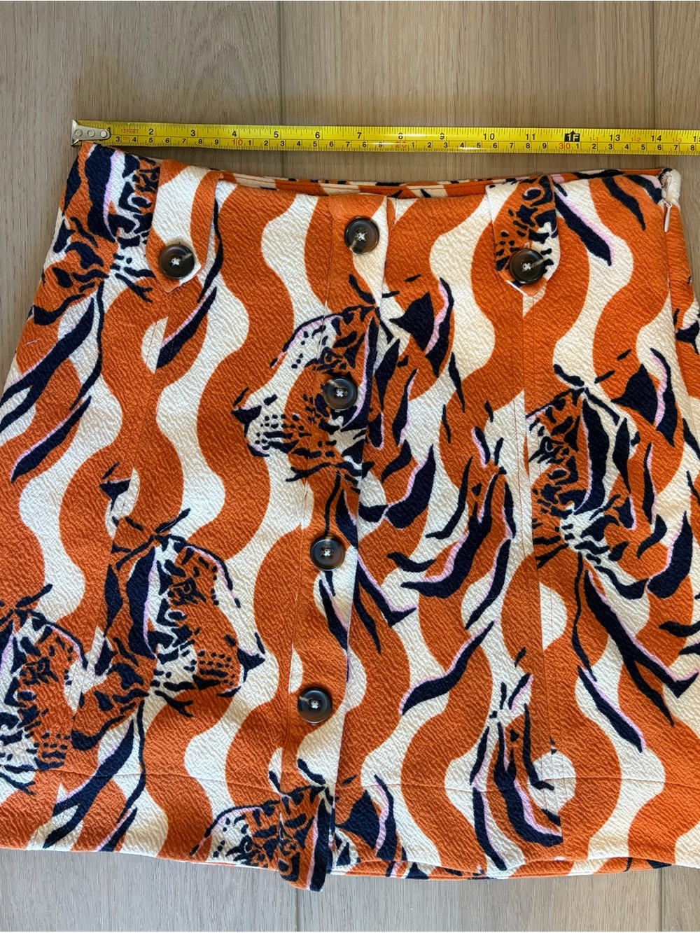 Maeve Anthropologie Tiger-Print Button Front Mini-skirt S - Picture 8 of 8